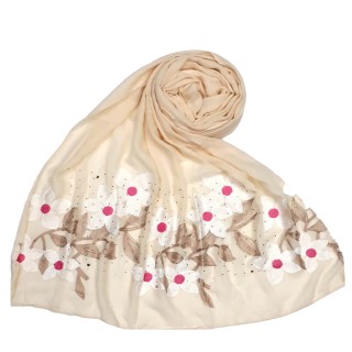 Premium Ari diamond cotton stole- Cream